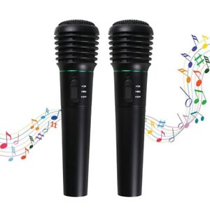 Wireless Microphone System 2 Cordless Handheld Dynamic Mic For Karaoke Singing