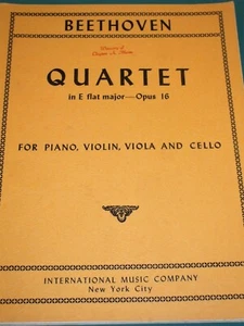 Beethoven Quartet For Piano, Violin, Viola & Cello Sheet Music - 4 Parts - Picture 1 of 1