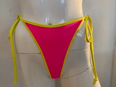 NUEVO Ujena Mujer Primavera Verano Retro Años 90 Traje De Baño Bikini Parte Inferior Amarillo Rosa M Foto 1 de 4