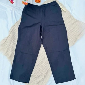 Neu mit Etikett Vintage Koret Petites Hose zum Überziehen Leinenmischung - marineblau (Größe 16 Petite) - Bild 1 von 10