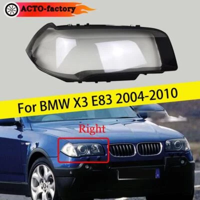 For BMW X3 E83 Headlight Lens Clear Cover Replace Lenses 2004-2010 Right Side Foto 1 de 4