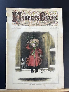 1882 THOMAS NAST HARPER’S BAZAR HAND COLORED CHRISTMAS COVER PRINT - Picture 1 of 4