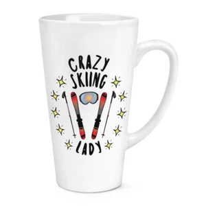 Crazy Skiing Lady Stars 17oz Large Latte Mug Cup Funny Joke Sport Skiier Best - Picture 1 of 1