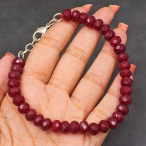 Shining Red Ruby Faceted Round Shape 89 Cts Beaded Awesome Bracelet AK 36 E503 - Picture 1 of 3