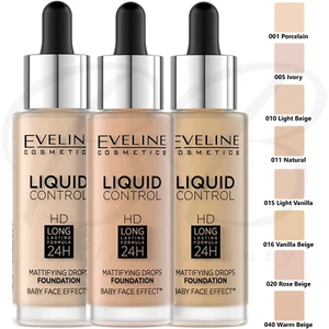 EVELINE Liquid Control HD Mattifying Foundation With Dropper 32ml *CHOOSE SHADE* - Picture 1 of 11