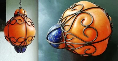 Suspension lanterne Cage Vénitienne en pate de verre - Photo 1/4