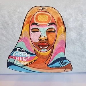Pinklomein Blue Cosmetic Makeup Zip Bag African Art Self Love Black Affirmation - Picture 1 of 5