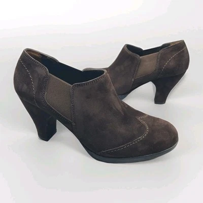 Paul Green Women Sz US 9.5 brown Suede Ankle Booties Heels wingtip shoes - Image 1 of 4