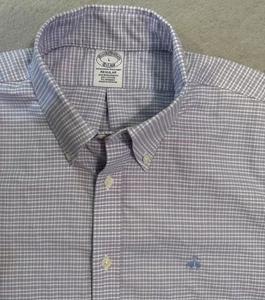 Camisa polo Brooks Brothers abotonada para hombre grande púrpura a cuadros la original - Imagen 1 de 15