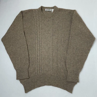 Suéter De Colección Gianfranco Ruffini Italia Tejido con Cable Lana Manchado Beige Para Hombres (M) Foto 1 de 4