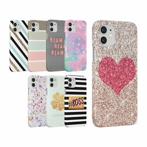 CASE FOR IPHONE 16 15 14 13 12 11 SE PRO MAX HARD PHONE COVER STRIPED BLACK GOLD - Picture 1 of 10