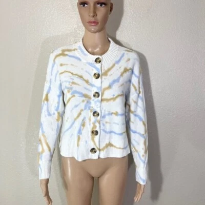 Madewell Broadway Cardigan Sweater Womens Tie Dye Button Front Cropped XS - Image 1 of 4