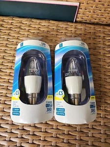 2 X LED Candle Bulb B22 6W=40w 380 Lumen 3000K Warm White B22 Clear - Picture 1 of 5