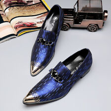 Men's Flat Pointed Toe Steel Toe Rubbed Fashion Faux Leather Slip on Shoes