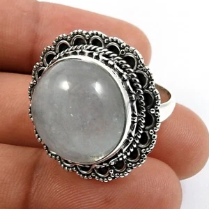 Gift For Her Natural Aquamarine Ring Size S 925 Sterling Silver Jewellery J54 - Picture 1 of 7