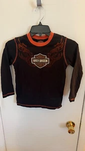 Harley-Davidson Youth Sz 7 Long Sleeve T-Shirt Motorcycles Flame Logo Kids - Picture 1 of 8