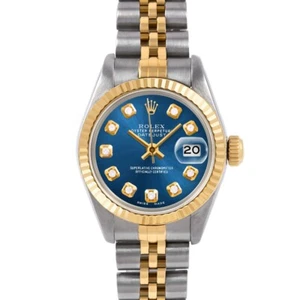 Rolex Ladies TT Datejust Blue Diamond Dial Jubilee Band Fluted Bezel Watch - Picture 1 of 3