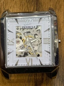 Retro Pendule Skeleton Automatic Gents Watch Head -36mm - No Crown -No Back Case - Picture 1 of 6