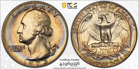 1973-D WASHINGTON QUARTER PCGS MS66 TONED COLLECTOR COIN FREE SHIPPING Cover