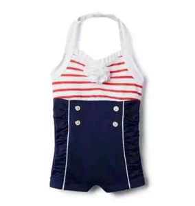 NWT Janie and Jack Girls Vintage Retro Americana One-Piece swimsuit Sailor SZ 6 - Picture 1 of 18