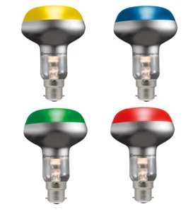 2x 60W R80 Coloured Reflector Dimmable Disco Spot Light Bulbs BC B22 Lamps - Picture 1 of 1