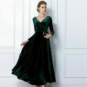 Green Velvet Maxi Dresses for Women for 