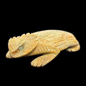 Zuni Fetish Lizzard by Fabian Cheama, Picasso Marble w/Turquoise Eyes - Picture 1 of 10