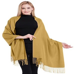 Chal dorado marrón 100% cachemira bufanda pashmina hecha a mano en Nepal CJ ropa NUEVA - Imagen 1 de 12