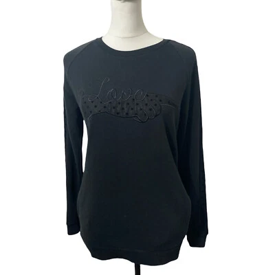 Zoe Karssen Womens Black Sweatshirt Size S Long Sleeve “Love” Logo Jumper - Изображение 1 из 4