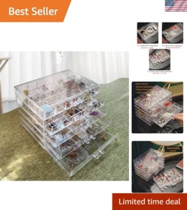 Acryl Schmuckkästchen mit 5 Schubladen Klar Ohrring Aufbewahrung Organizer Vitrine - Bild 1 von 9
