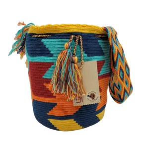 5 COLORS Colombian 🇨🇴 Handmade Large Wayuu Tribe Mochila Bucket Boho Bag - Picture 1 of 8