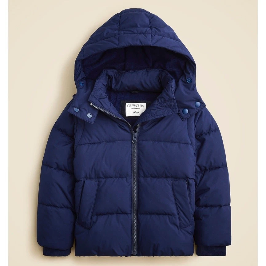 Chaqueta acolchada clásica Crewcuts para niñas M azul con capucha cremallera con PrimaLoft Foto 1 de 4