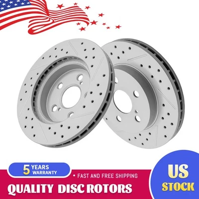 Juego de 2 rotores de freno de disco perforados delanteros para Toyota Prius AWD-E Prime Corolla Foto 1 de 4
