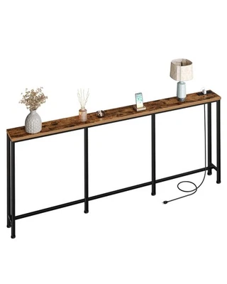 78.7'' Narrow Console Table with Power Outlet 7.1" Skinny Sofa Table, Long Be... - Image 1 of 4