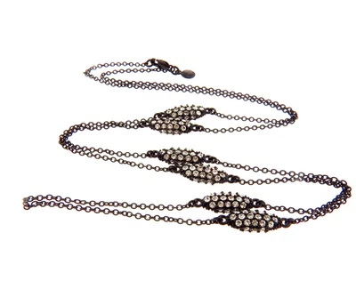 J. Collar Estación Cuentas Negro Cristal Crew Cadena Larga 36 pulgadas Foto 1 de 4