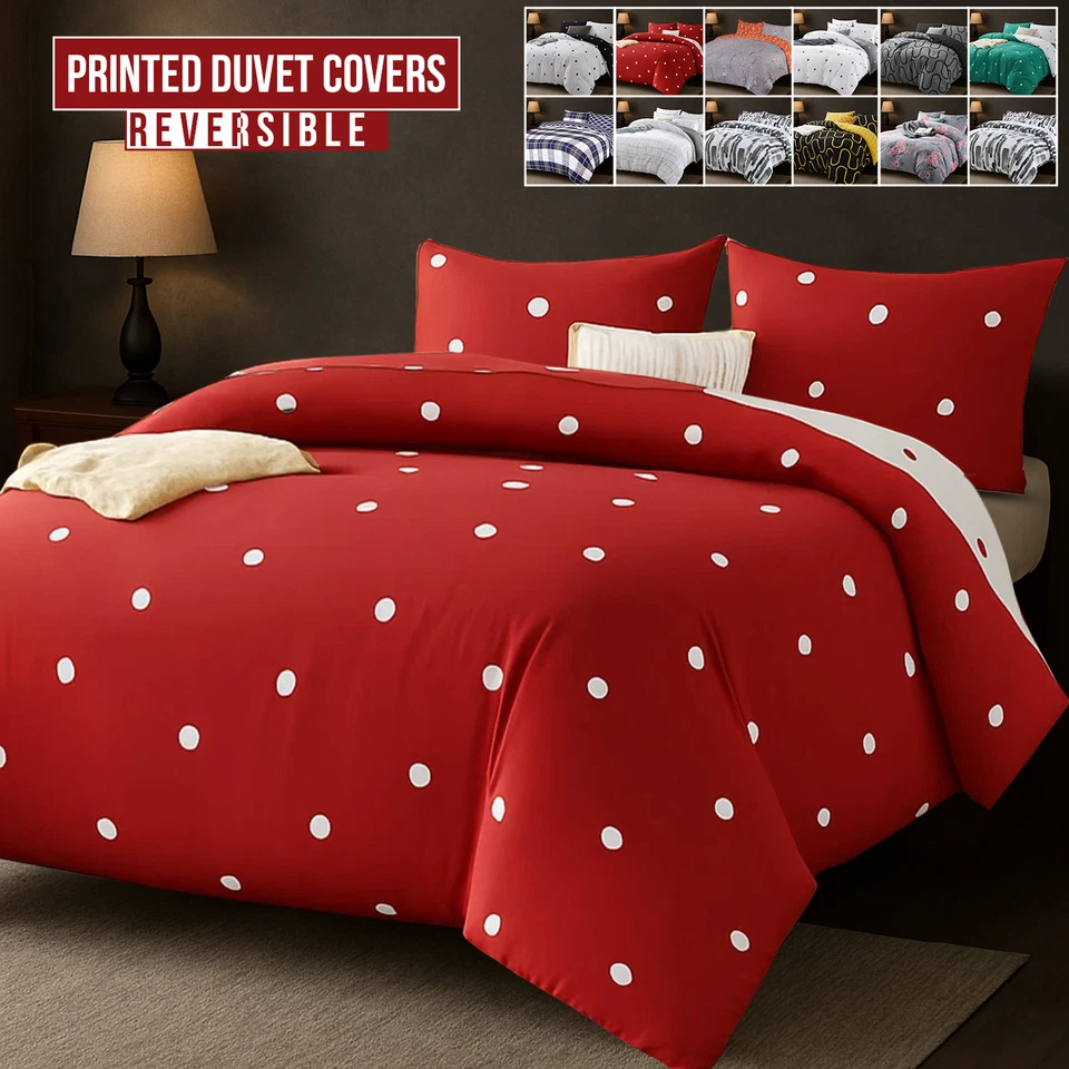 HAFA280 Microfiber Duvet Cover With Pillowcases Reversible Bedding Set Double King Sizes