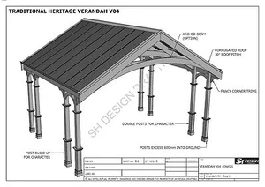 TRADITIONAL HERITAGE CARPORT / VERANDAH - V04 - Full Building Plans - Bild 1 von 10