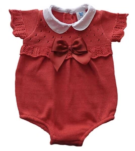 Baby Girl Romper Knitted Spanish Watermelon 100% COTTON - Picture 1 of 2