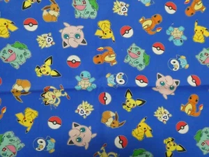 NEW, UNWASHED ROBERT KAUFMAN 2020 NINTENDO "POKEMON " FABRIC - ONE YARD - Picture 1 of 7