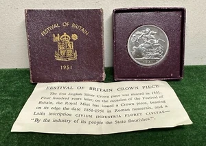 FESTIVAL OF BRITAIN CROWN PIECE 1951 King George VI 5 shilling Coin in RED Box - Picture 1 of 6