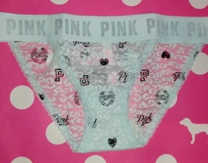 NeW Vs Pink leopard lace logo bikini Panty Size small mint frosting logo - Picture 1 of 2