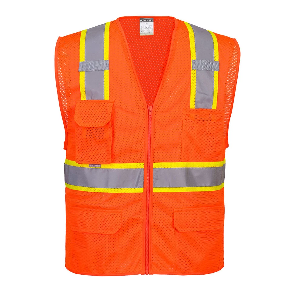 Portwest US374 Orlando Hi Vis Contrast Construction Mesh Cooling Vest - Image 1 of 1