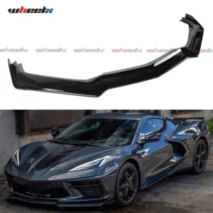 Front Bumper Lip Splitter GLOSS BLACK For 2020-2024 Chevy Corvette C8 5VM Style - Picture 1 of 21