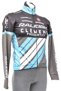 Castelli Raleigh Clement Espresso Thermal Wind Jacket Men XS Blue Road Bike MTB