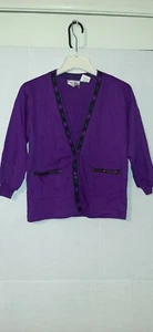 Hang Ten Juniors Small Purple Aztec Accented Jersey Button-Down Cardigan - Picture 1 of 10