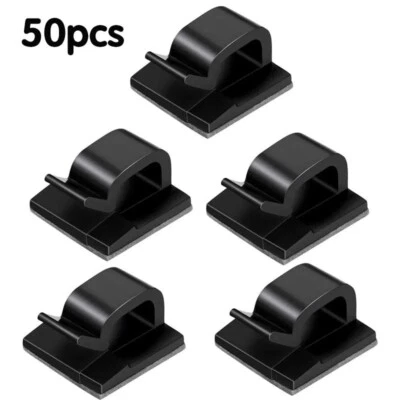 Cable Clips Self-Adhesive Cord Management Electrical Wiring Tie Holder Organizer - Image 1 of 4