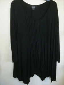 Ladies Plus Knit Top Black Size 1X  Pleated Covington NEW - Picture 1 of 2