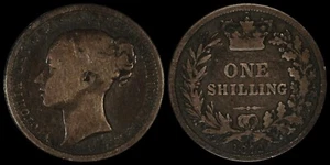 1872 Great Britain 1 Shilling 1S Silver KM#734.2 Young Head Queen Victoria Tone - Picture 1 of 3