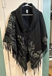 Cato Black Glitter Fringe Cape-One Size - Picture 1 of 7