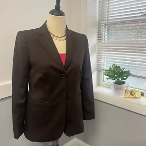 Lands END Blazer Donna Marrone 4 Carriere Giacca Classica 2 Bottoni Lana Ufficio Sm - Foto 1 di 12